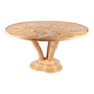 Table à manger « palmes » en rotin
