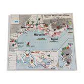 Affiche carte scolaire région méditerranéenne et Corse / massif central Economie