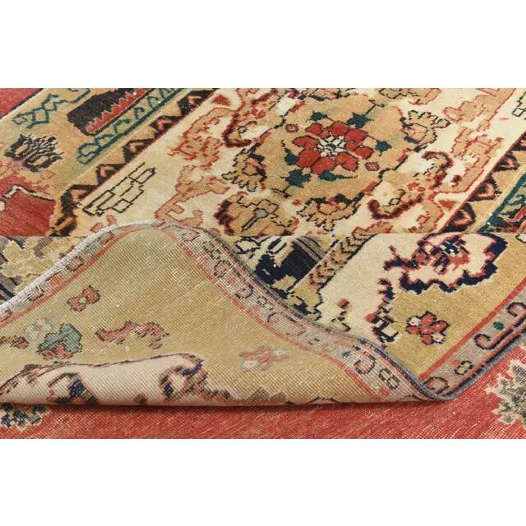 1970s Vintage Turkish Handmade Wool Red Oversized Area Rug 210x318