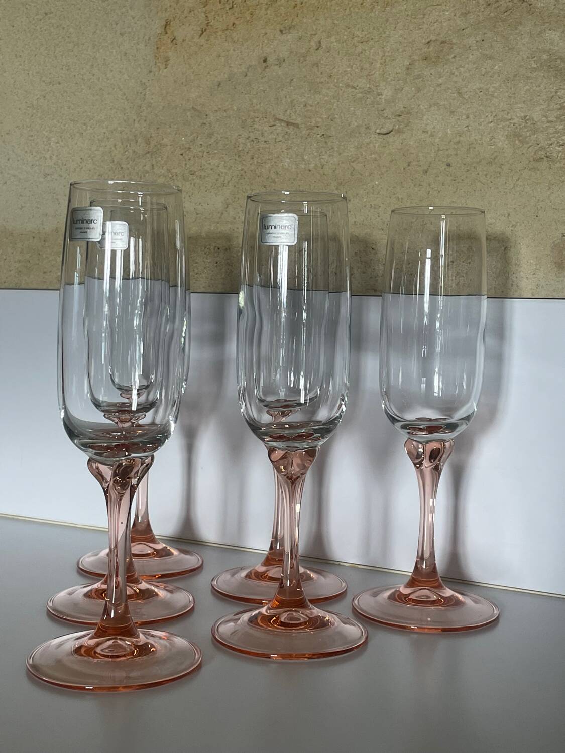 6 two-coloured champagne flutes Luminarc Véronèse