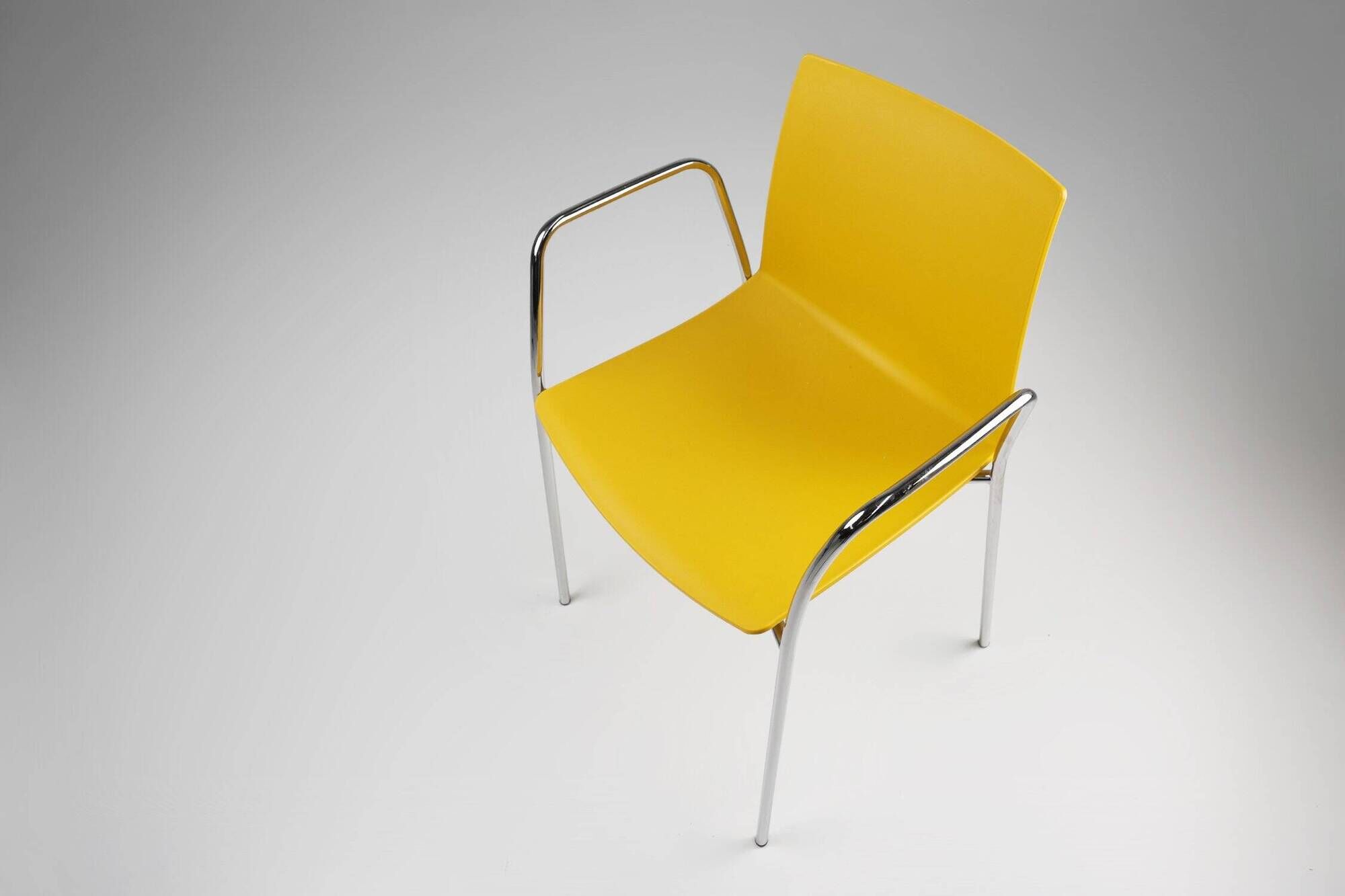 Mid-Century Yellow Chair with Metal Frame and Plastic Seat, Belgium
