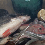 HST painting "Still Life with Fish" HST signed Nils II Forsberg