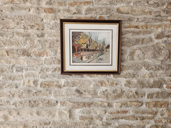 Tableau Encre de chine & pastel - Beaune Hotel Dieu - E Poinet