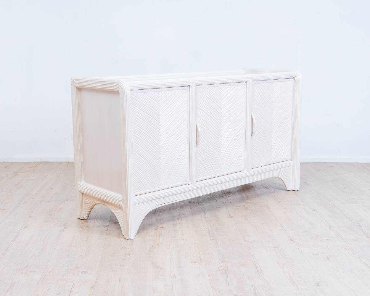 Enfilade Mid-Century Pencil Reed / en rotin, costal design des années 80.