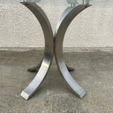Glass table with iron leg