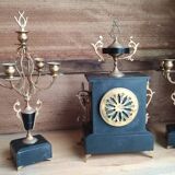 Old fireplace set period Napoleon III clock clock chandeliers