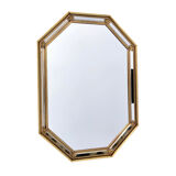 Octagonal wooden mirror from the 1980s