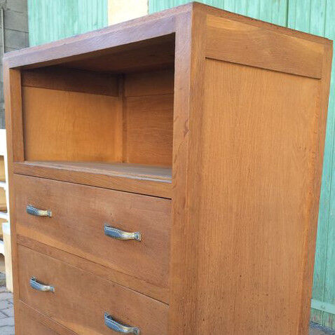 Commode ancienne bois massif avec niche et 3 tiroirs années 30/40