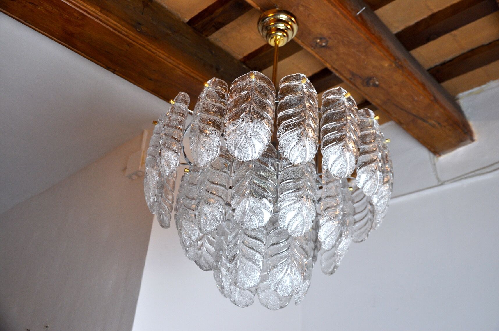 Lustre "Leaves" by Mazzega glass from Murano, Italy, 1970