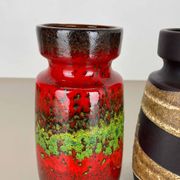 Set of Four Vintage Pottery Fat Lava Vases Made by Scheurich, Germany, 1970s