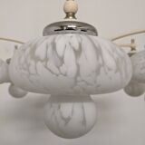Space age chandelier with 6 frosted glass lights, Eastern Europe circa 1950.