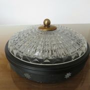 Wall lamp " starred " 2 fires, diamond glass and brass years 50 60