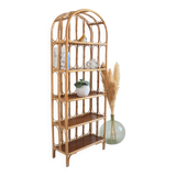 Library / Free-standing shelf in bamboo and rattan 1960s
