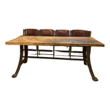 Wooden and cast iron table
