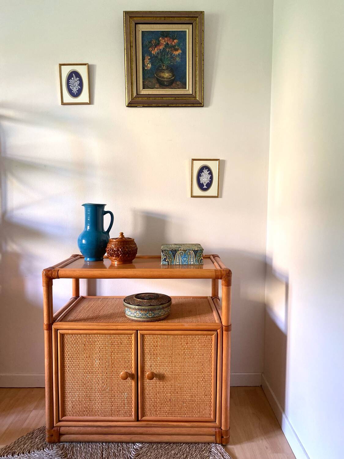 Vintage rattan and cane sideboard