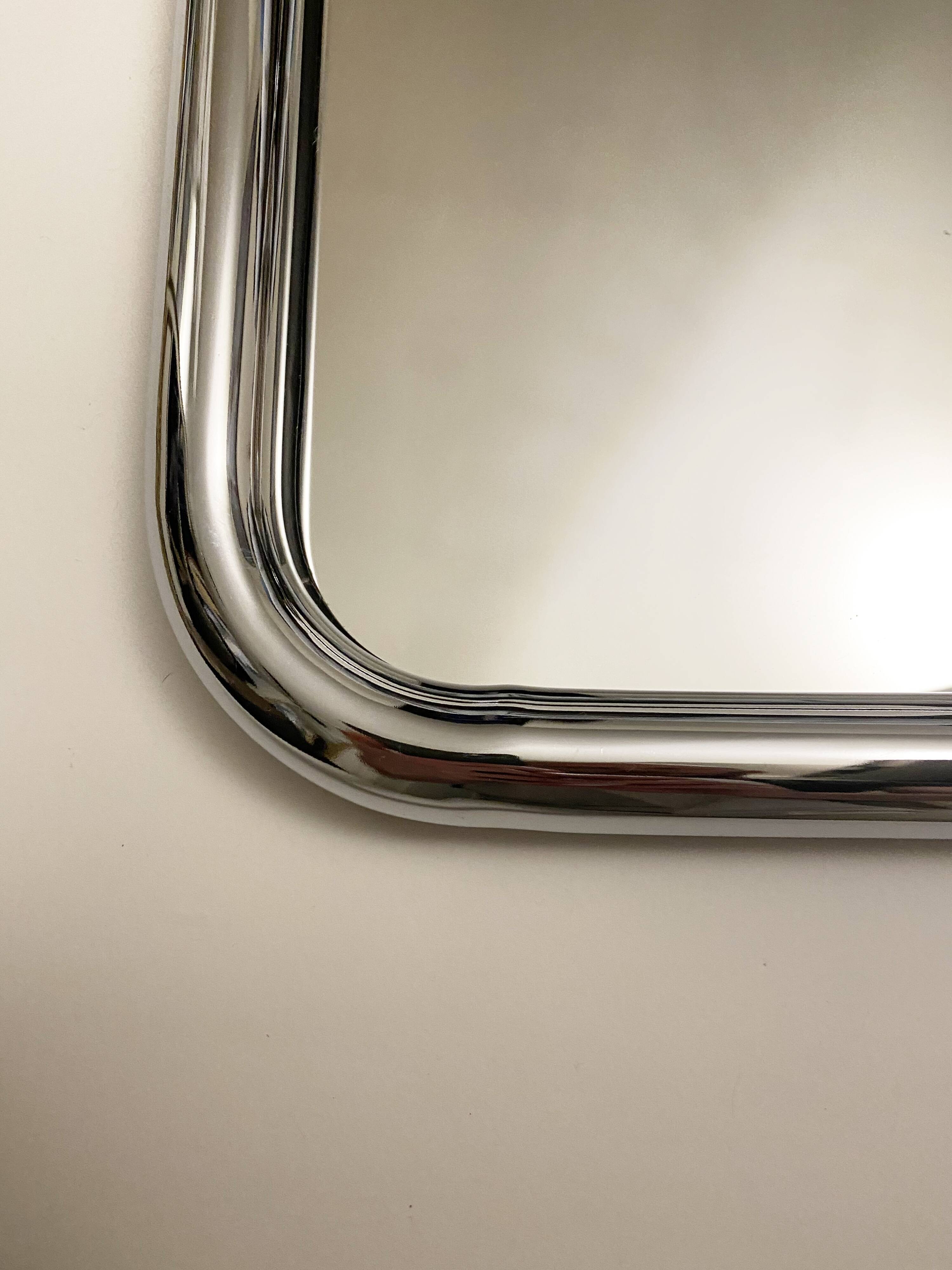 Mirror in chrome tubular steel, from the 70s and 80s 56x56cm
