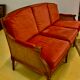 Three-seater sofa in cannage and pink velvet