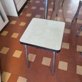 Vintage Yellow Formica Table with 3 Chairs and 1 Stool 1950s