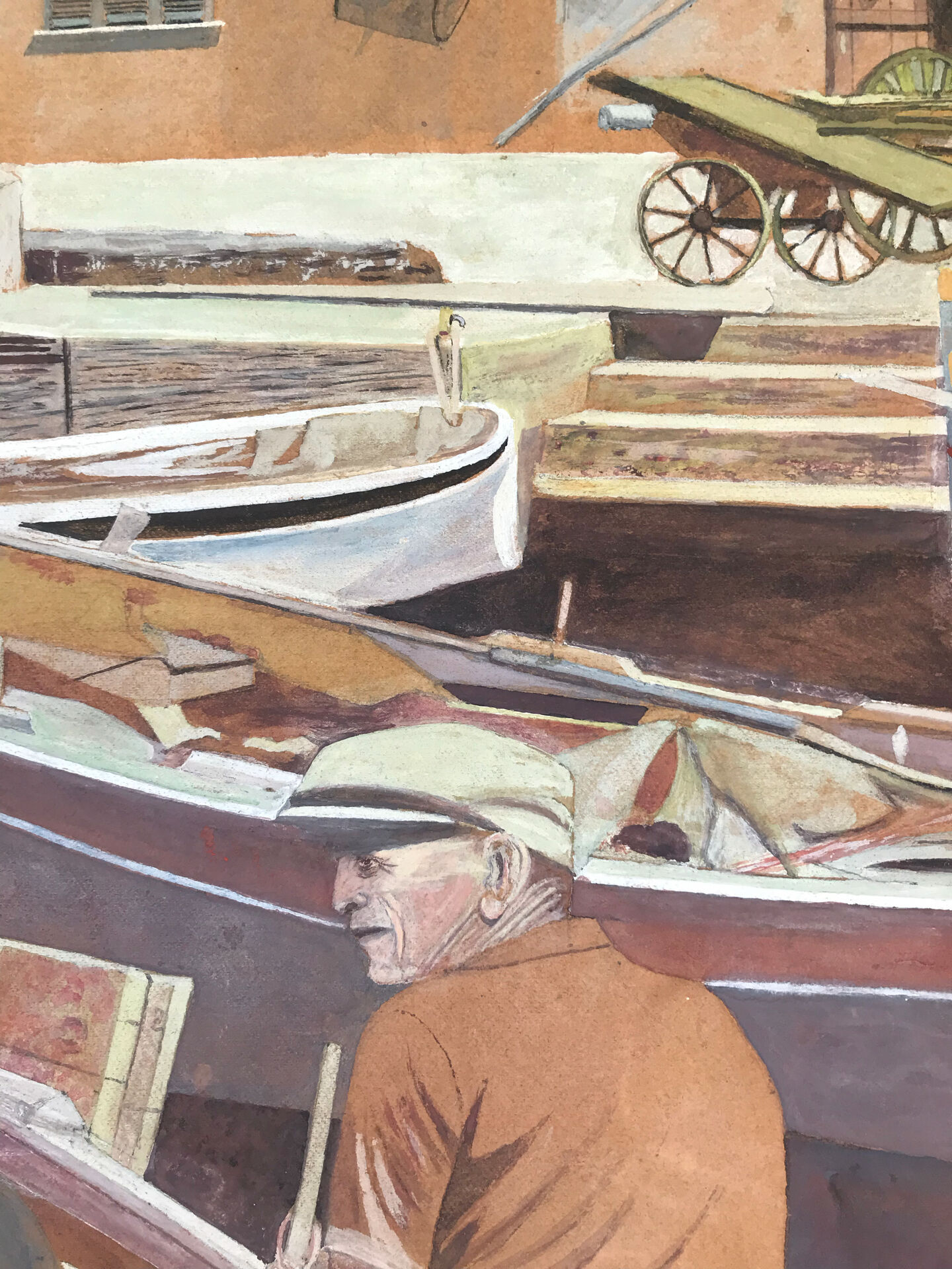 Le port d’ajaccio,gouache d’antoine romi