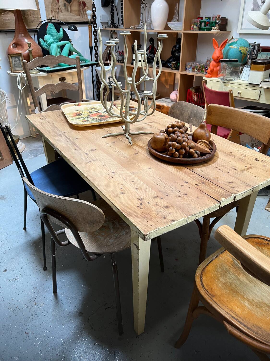 Table de ferme vintage en bois
