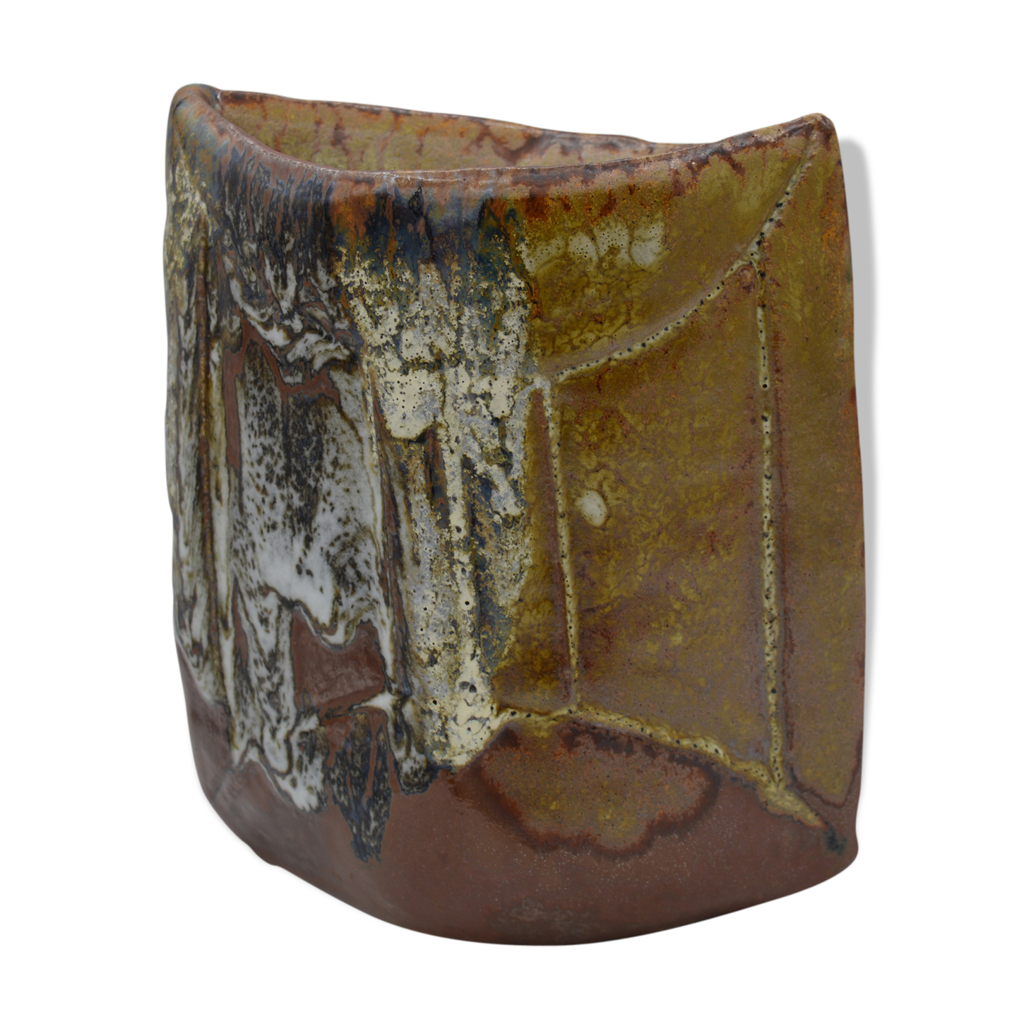Enamelled sandstone vase