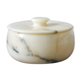 Round box in vintage beige marble