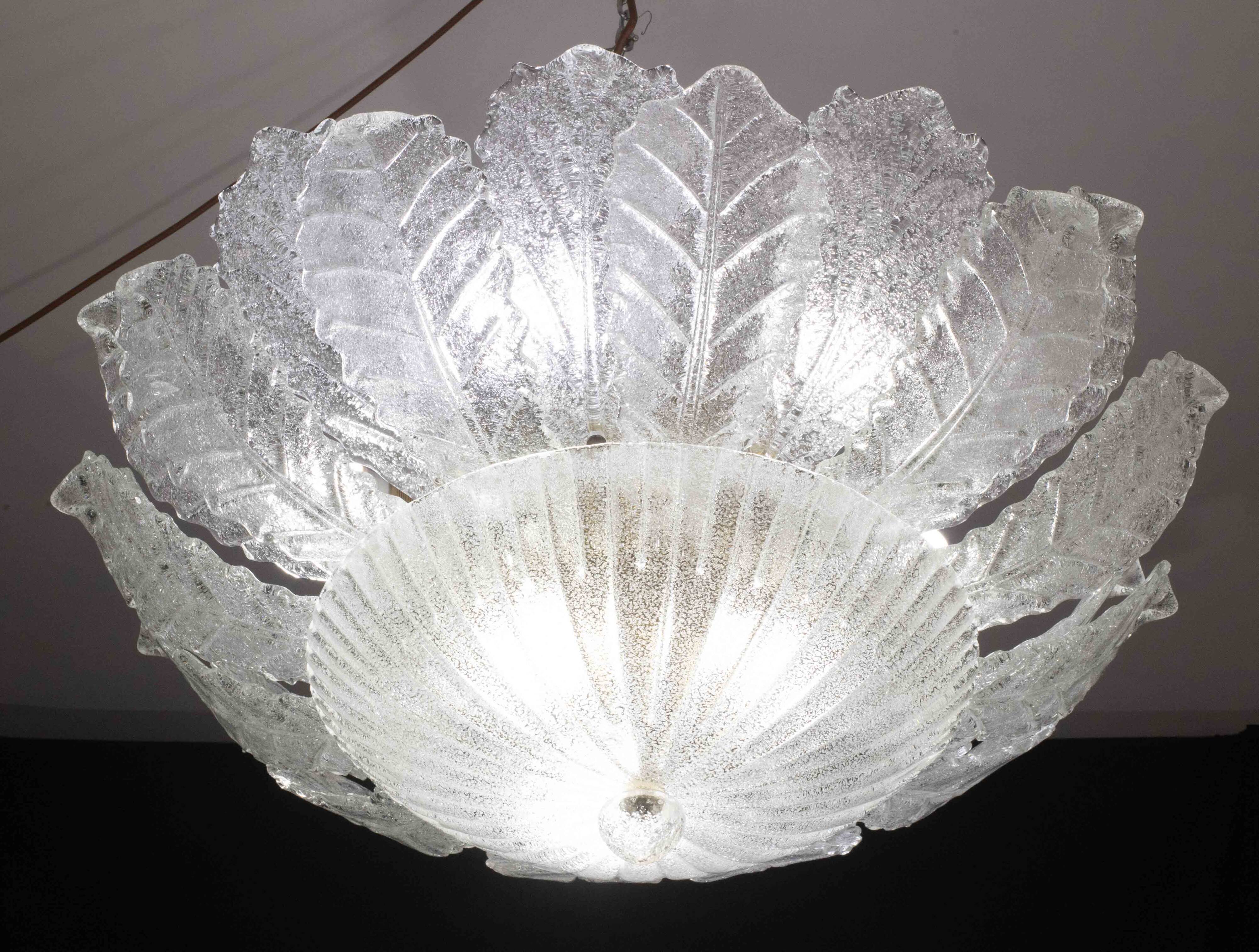 Verona, Large Size Murano Clear trasparent Vintage Glass Ceiling Light, 197
