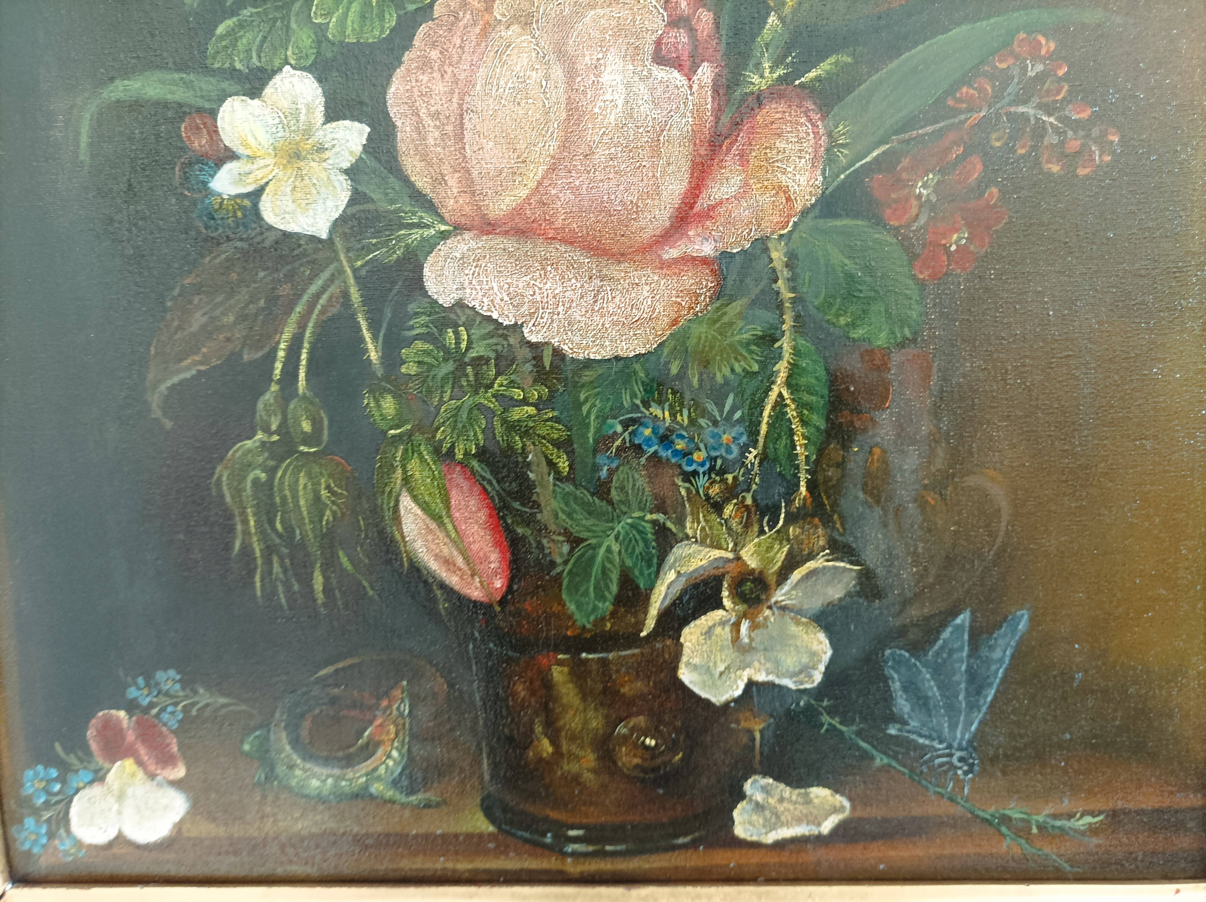 Oil painting on old canvas