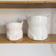 Set of 2 cache white owl pots in vintage ceramic