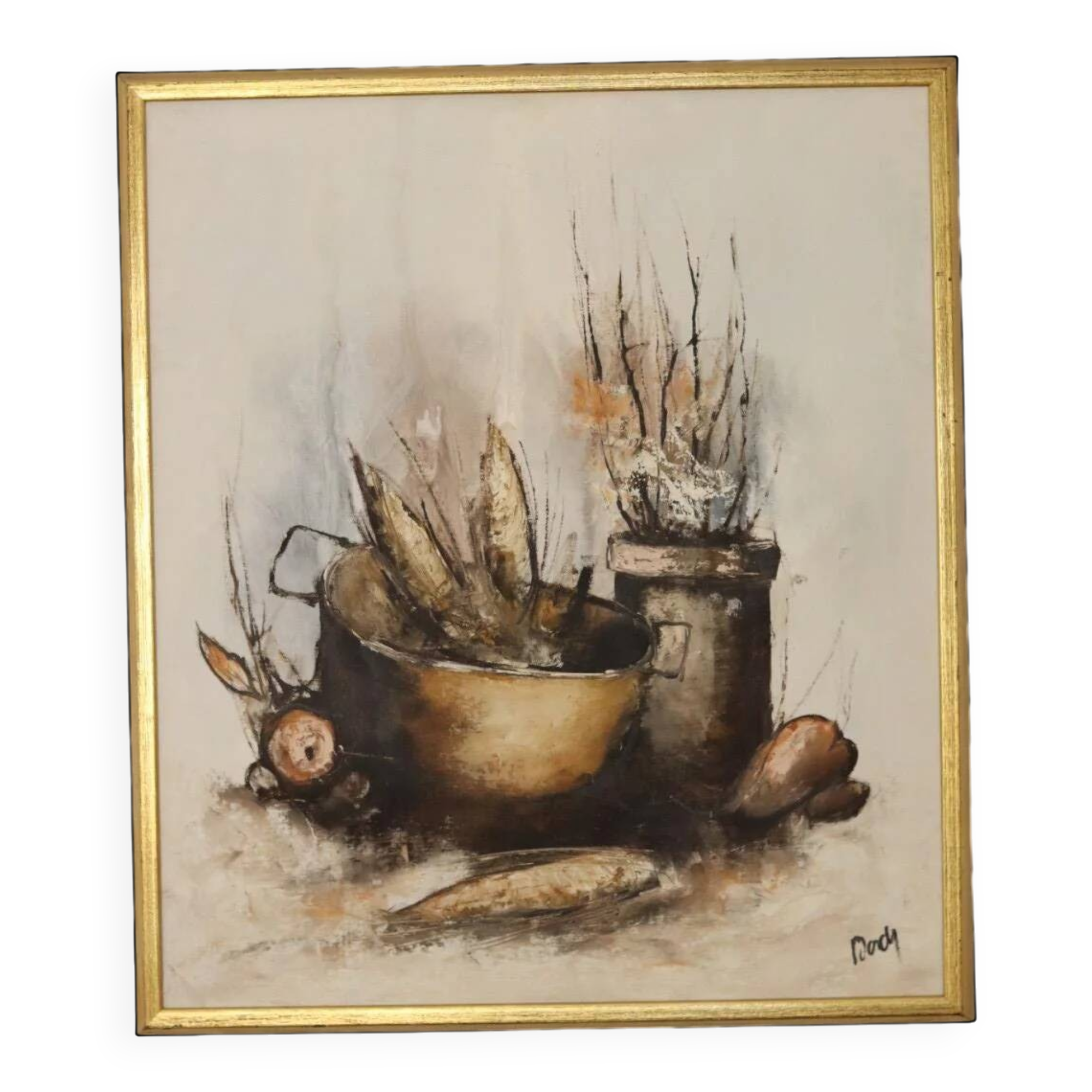 Swedish mid-century oil on canvas "Still Life Composition"