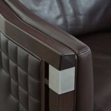 Art Deco armchair with dark brown leather