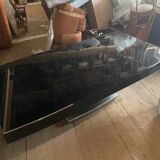 Black art deco extendable dining table made in 1930s czechia