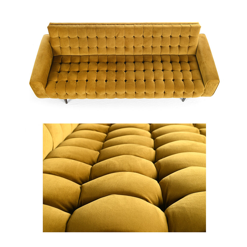 Mustard-colored design sofa from the "I love you etc."