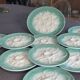 Niderviller sea-green earthenware oyster plates, set of 10 + dish