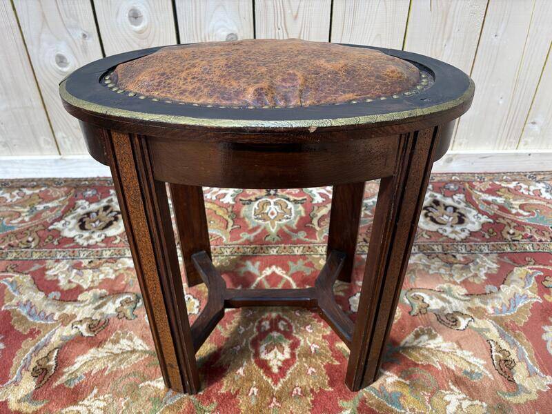 Tabouret de piano assise cuir art déco