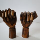 Pair of articulated wooden hands