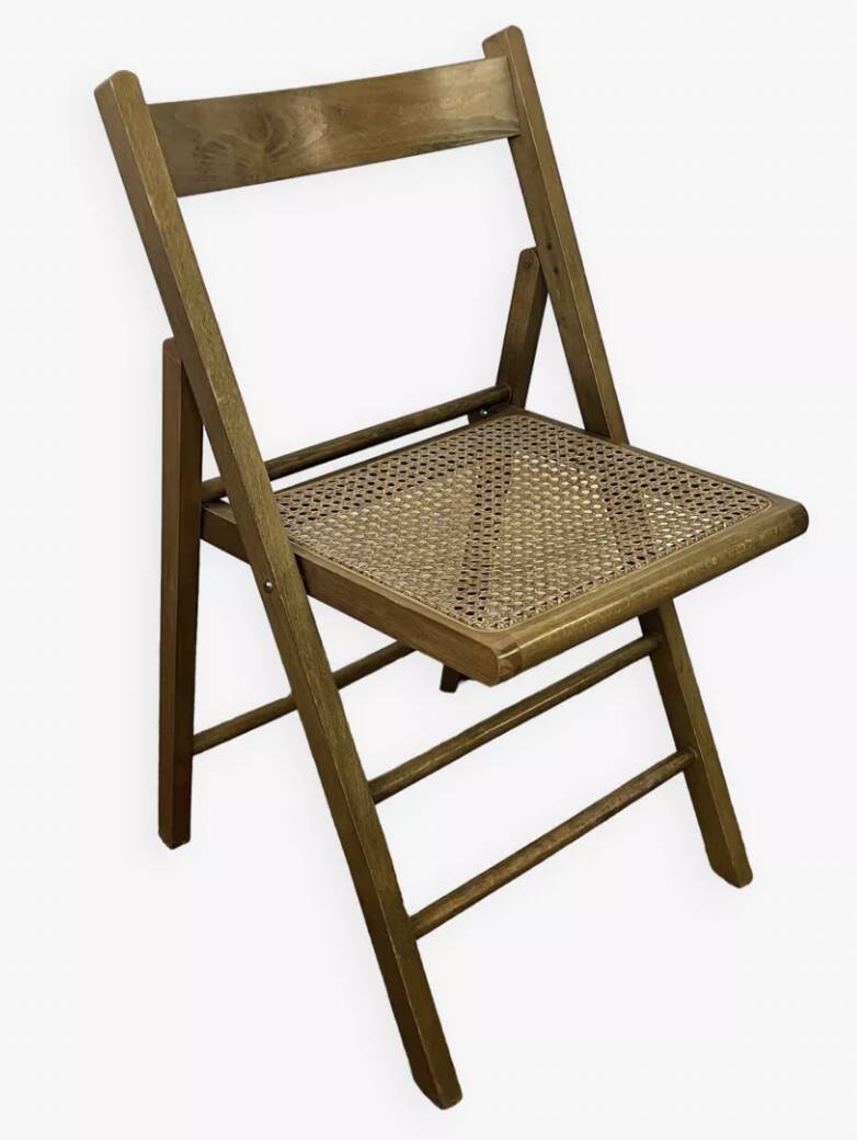 Vintage wooden and cane folding chair