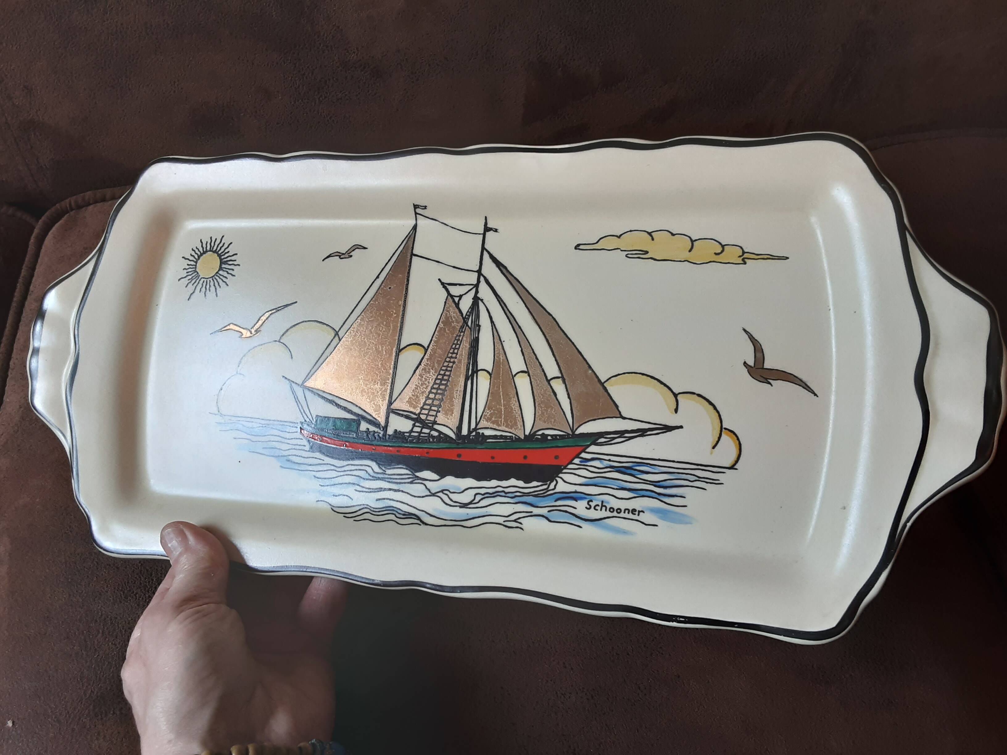 Longwy Voiles d'or rectangular dish