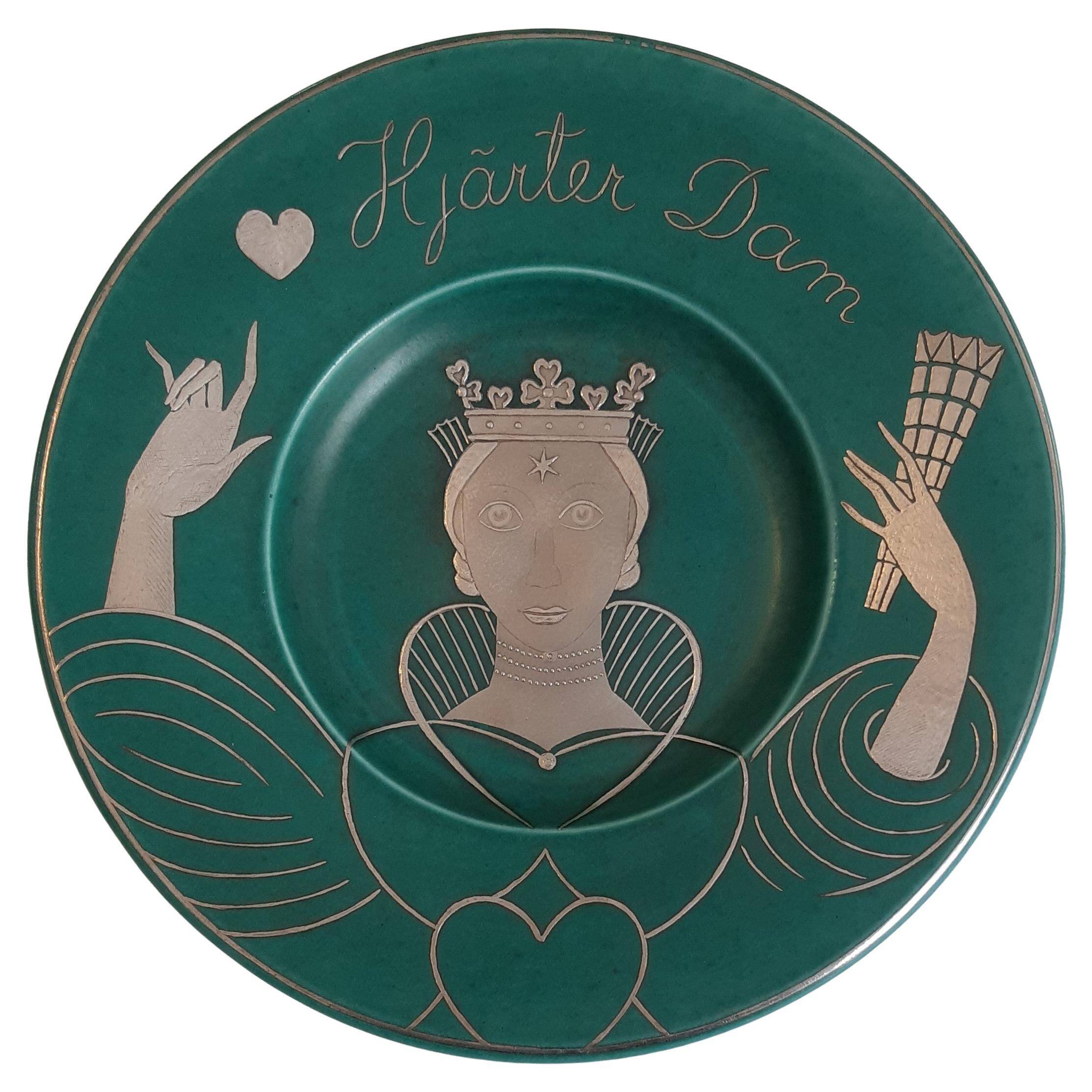 Plate Wilhelm Kage "ARGENTA" Gustavsberg Sweden 1940s. Signed