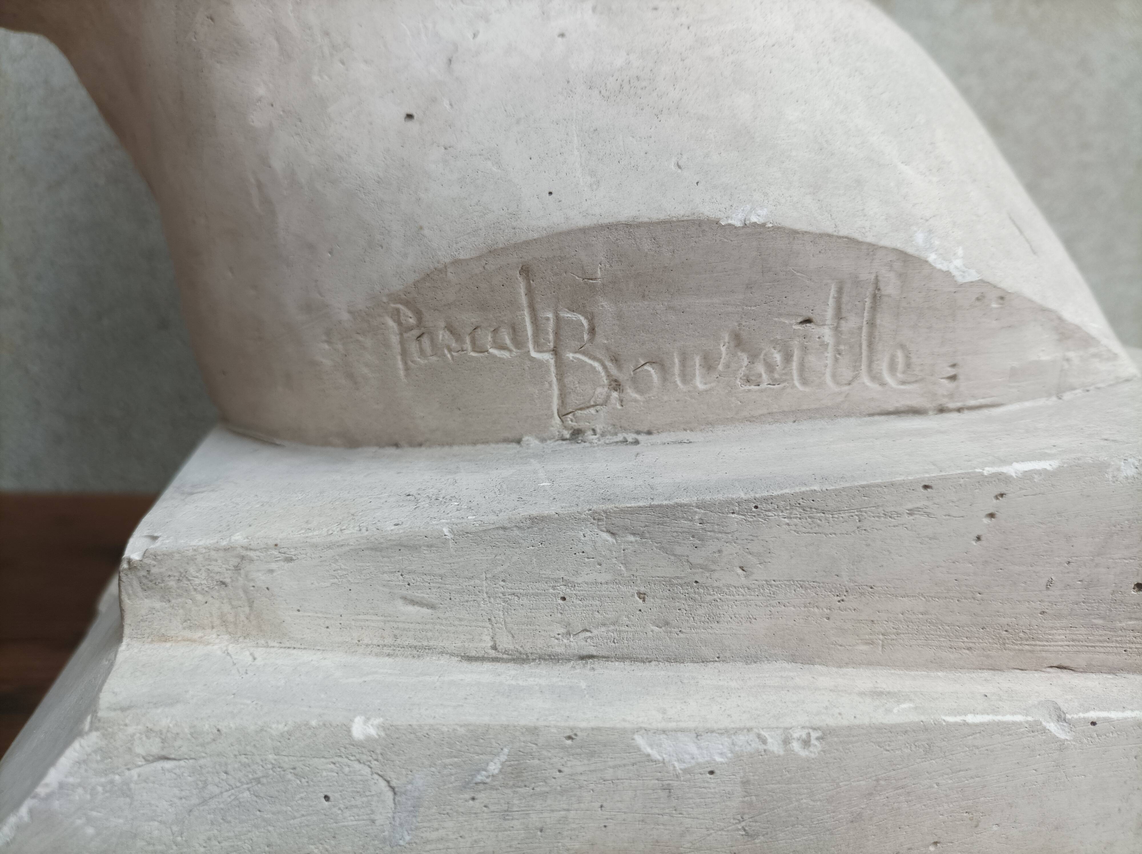Pascal Boureille (1909-1999) Plaster bust signed portrait of a doctor