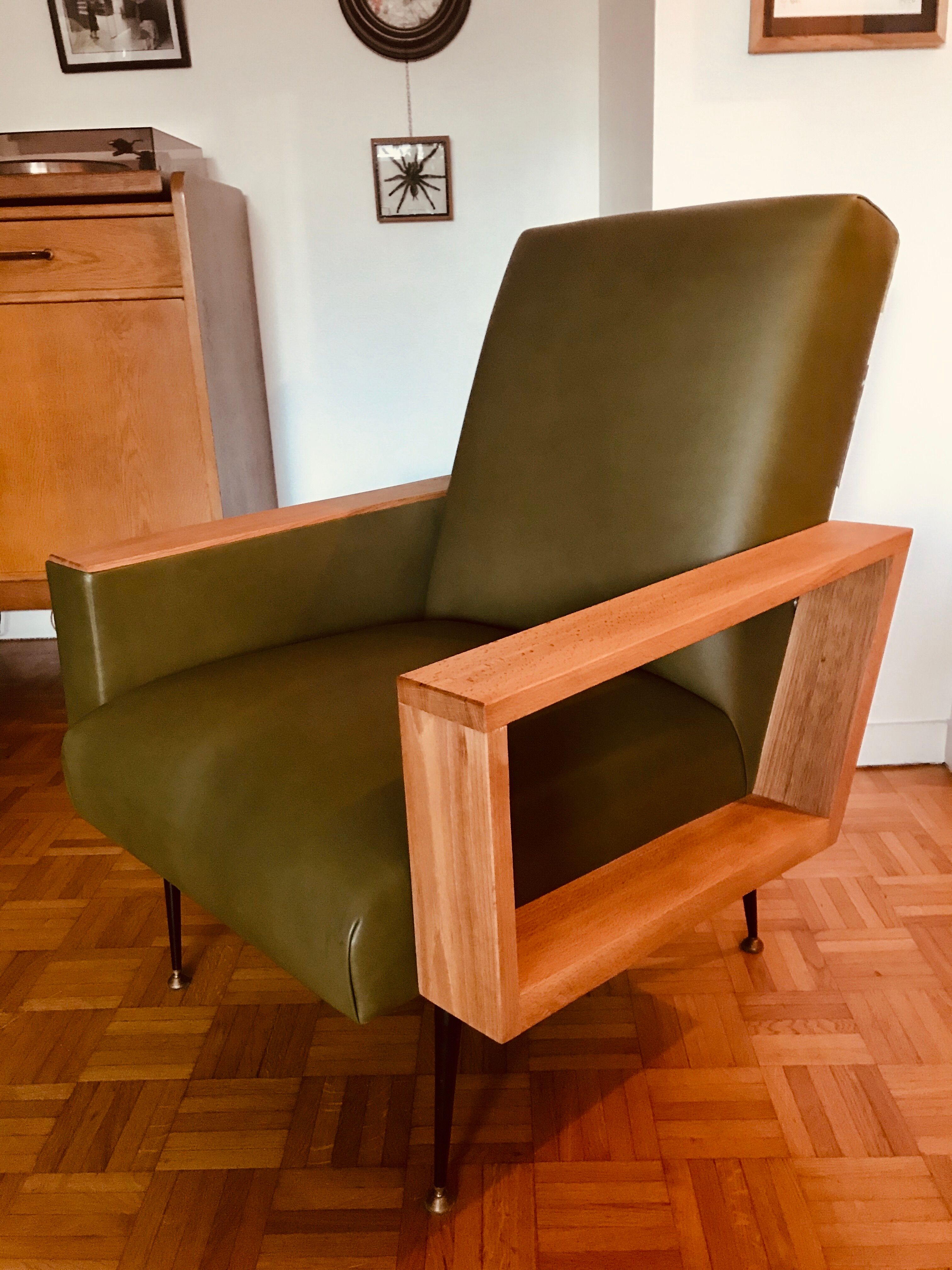 Vintage leather chair olive green