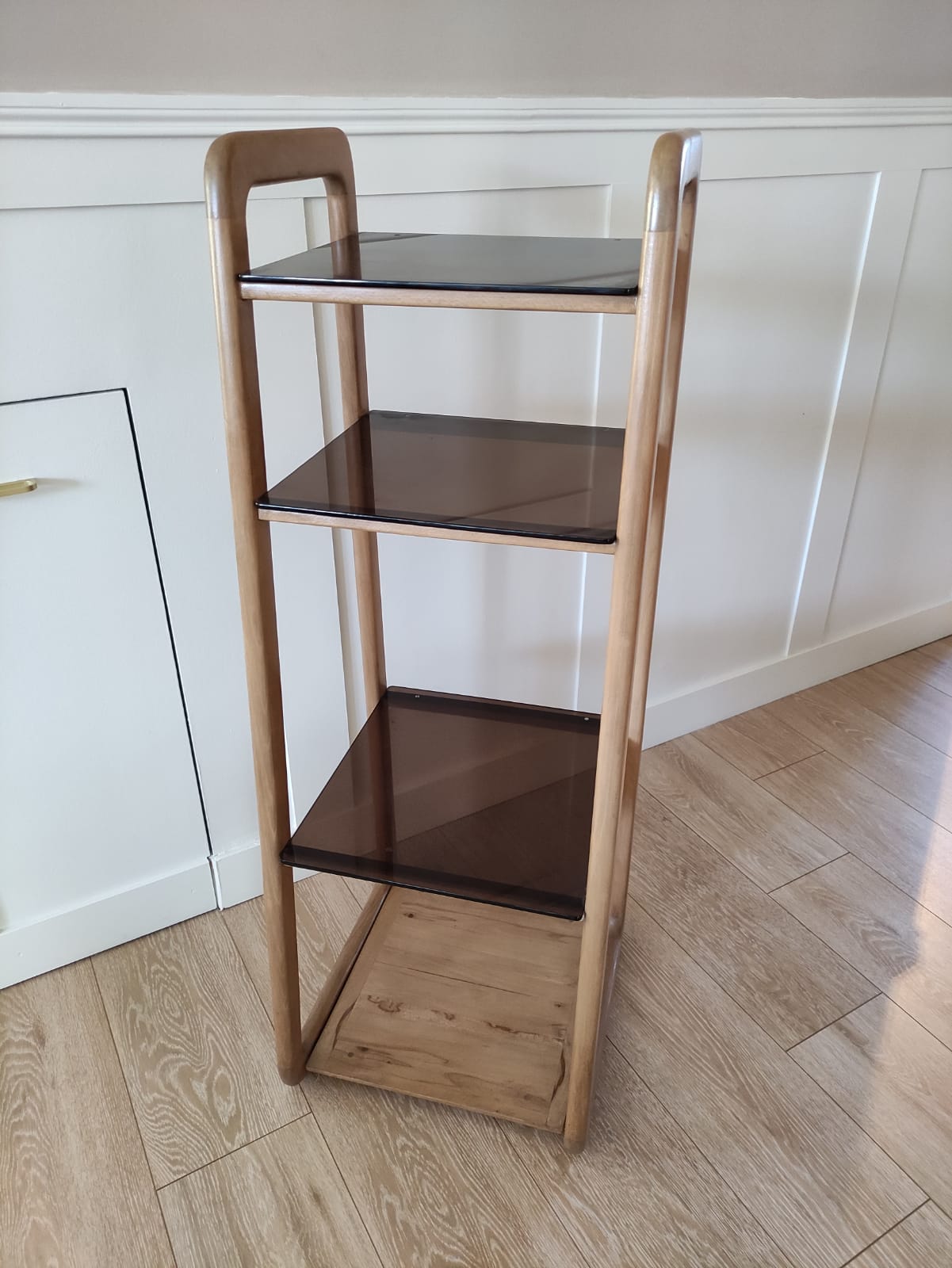 Scandinavian shelf in wood and plexiglass 70s