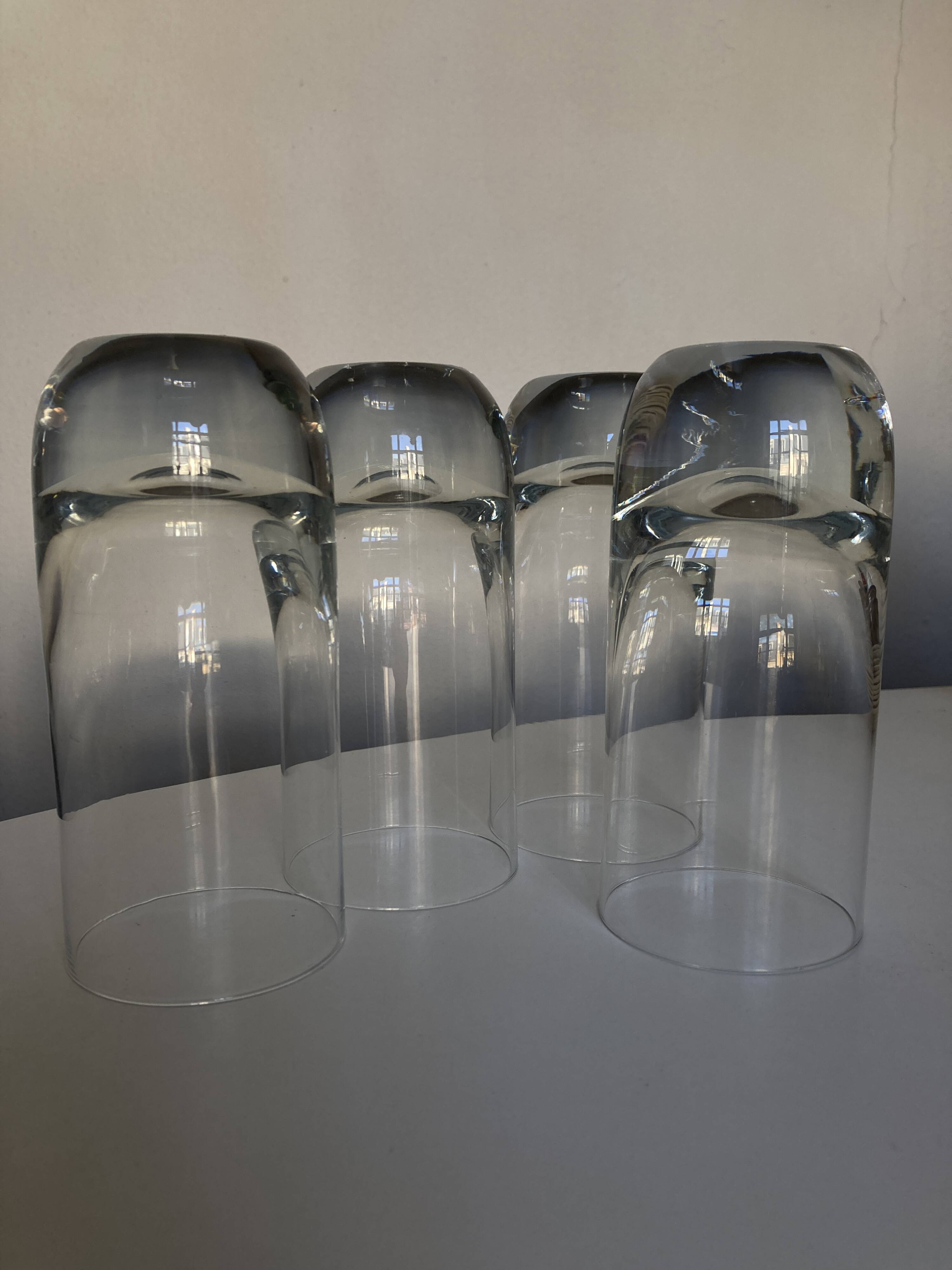 Set of 4 XXL solid glass tumblers in semi-crystal Scandinavian style