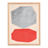 Abstract painting - 30x40cm - red and silver painting - B 262 - signed Eawy