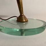 Crystal and Brass Table Lamp attributed to Pietro Chiesa for Fontana Arte, Italy, 1950s