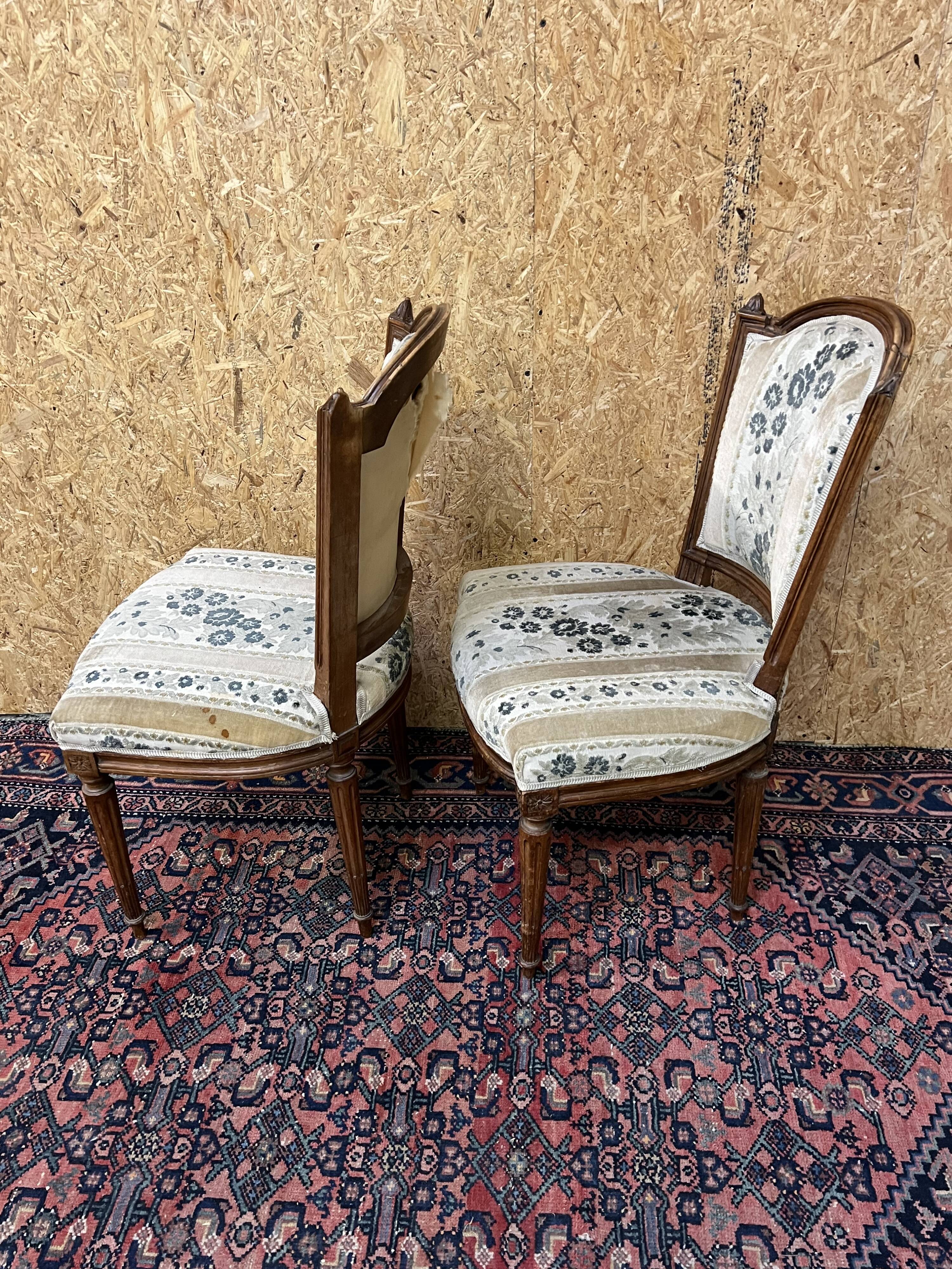 Pair of antique Louis XVI style chairs, beautifully upholstered