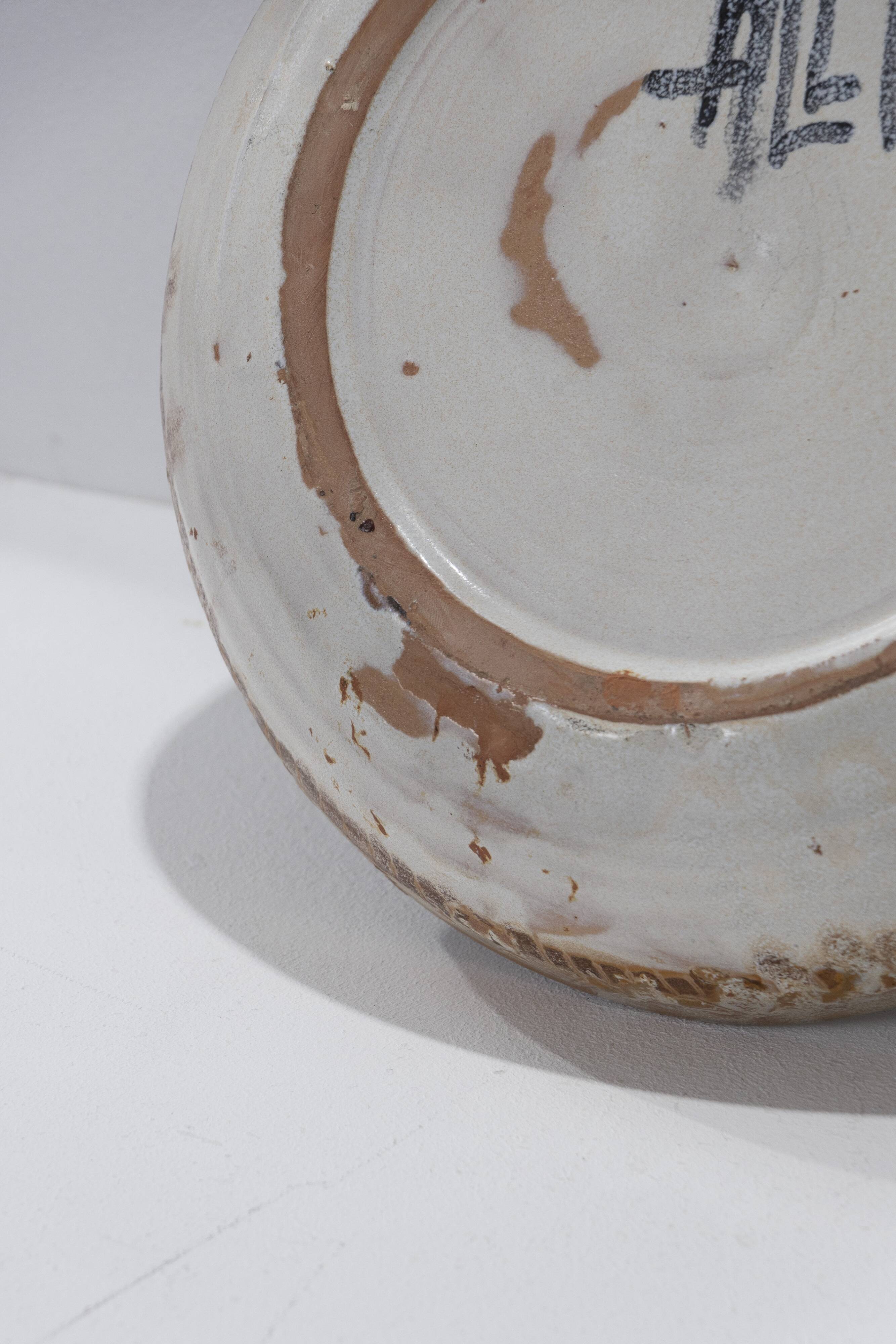 Circular decorated dish in Vallauris ceramic, 1950s