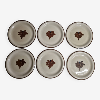 Ensemble de 6 assiettes vintage en grès émaillé décor abstrait "Thomas Germany", 26 cm
