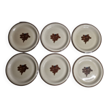 Set of 6 vintage plates in enameled stoneware with abstract decor "Thomas Germany", 26 cm