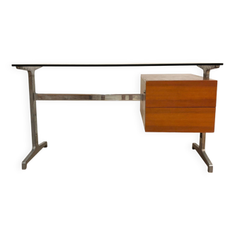 Italian desk from the 70s with smoked glass